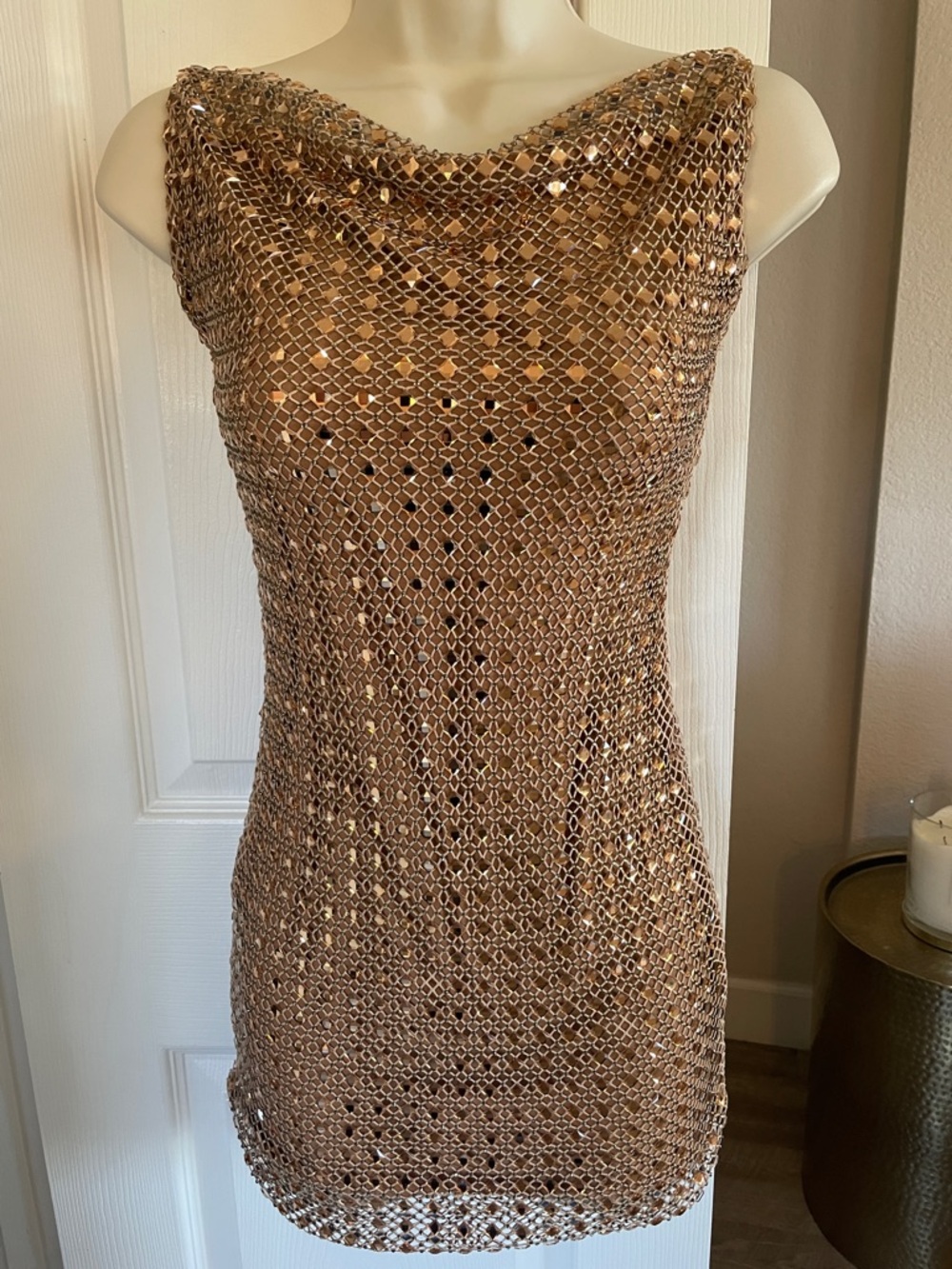 Nookie Metallic Gold Sparkle Mini Dress